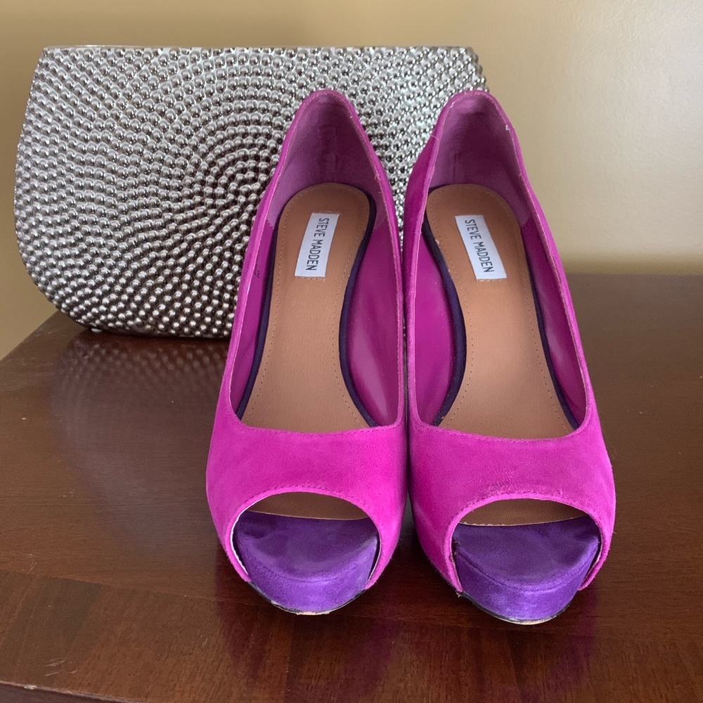 Steve Madden multi color peep toe heels sz 11